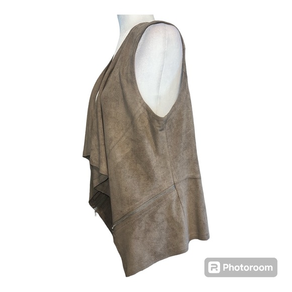 Allen B by Allen Schwartz Faux Suede Open Front Vest Sz L - Picture 2 of 5